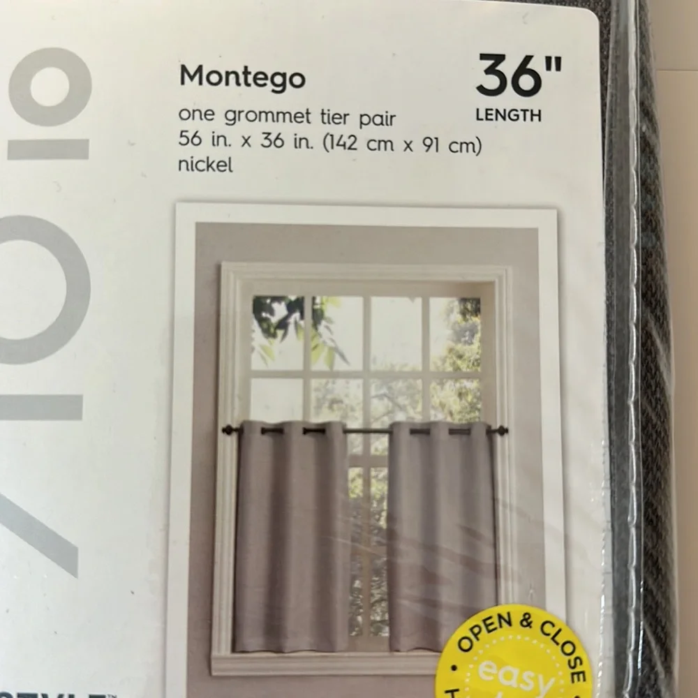 NWT! No918 - Slide and Style Curtains - Montego Grommet Tier Pair in Grey